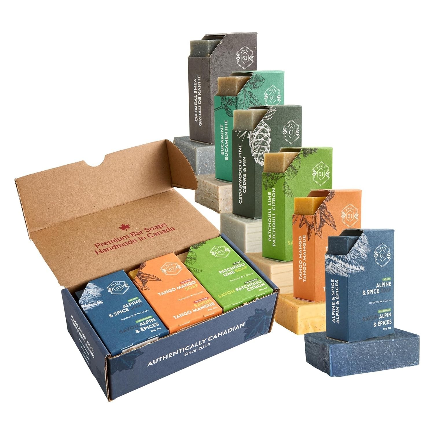 Handmade Canadian Plant-Based Cold Process Soap, 6-Packs for Him