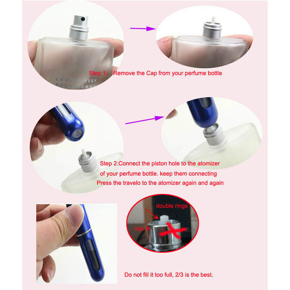 5 PCS Mini Travel Perfume Atomizer Bottle Portable Spray Pump Case Refillable