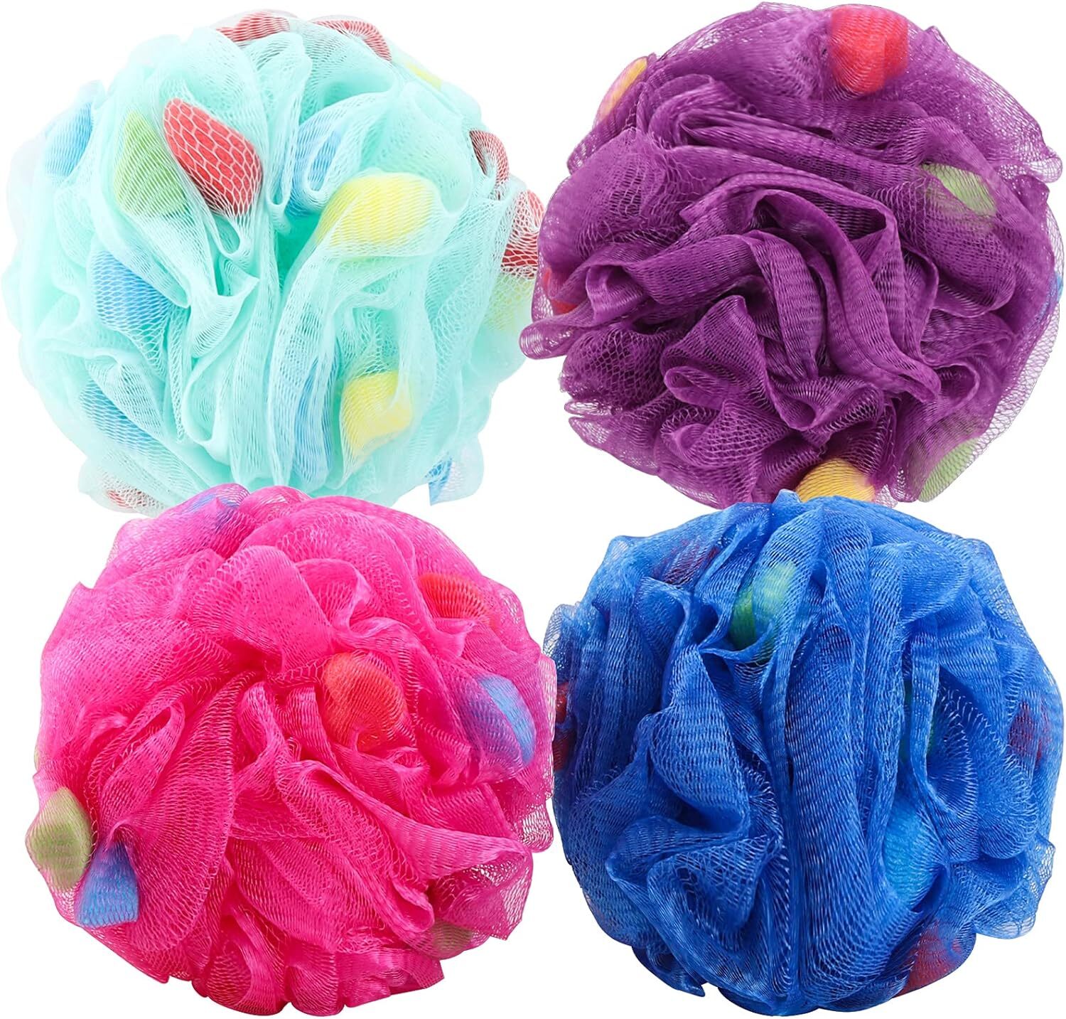 BTYMS Premium Mesh Poufs (65g/pcs) Bath Sponges Shower Loofahs Blue 60g