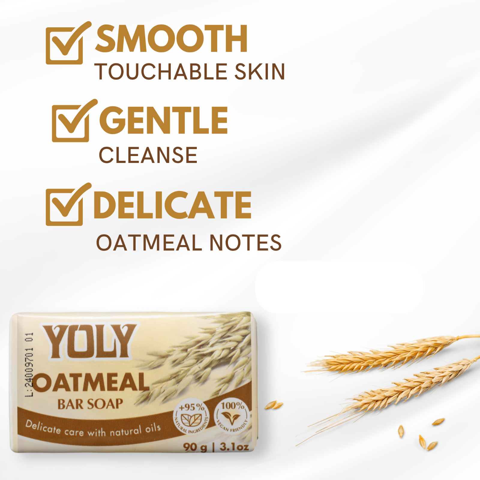 Yoly Oatmeal Bar Soap – Vegan, Paraben Free, 95% Natural [Multipack options]