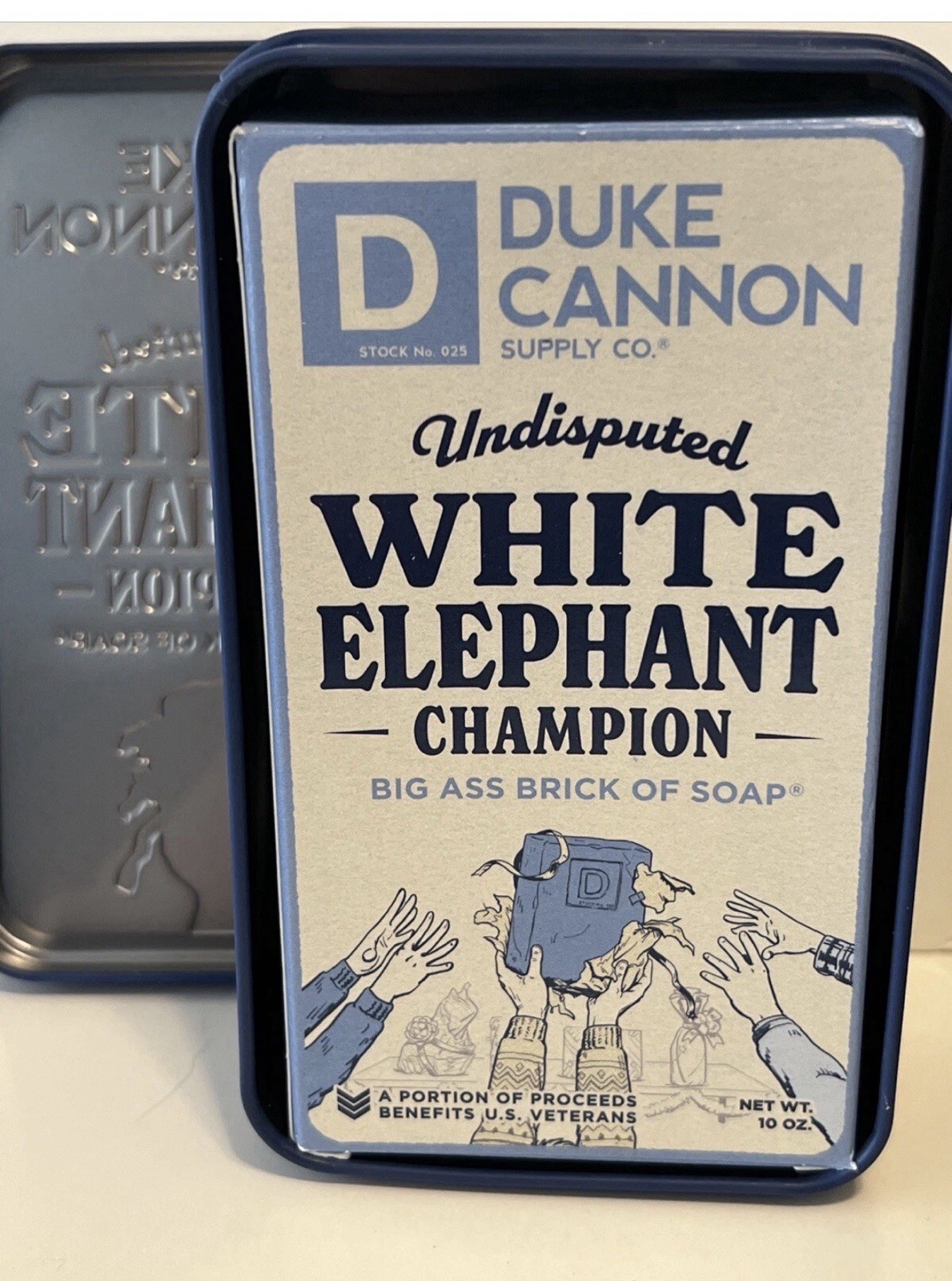 2 Duke Cannon Supply Co Big Ass Bricks Of Soap AND Tins White Elephant Champion