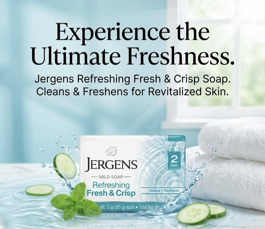 🩵 JERGENS 🩵 (2-BARS) 3 Oz. 🩵🫧 ●FRESH & CRISP● 🫧 ≈REFRESHING≈ Mild Soap 🫧.