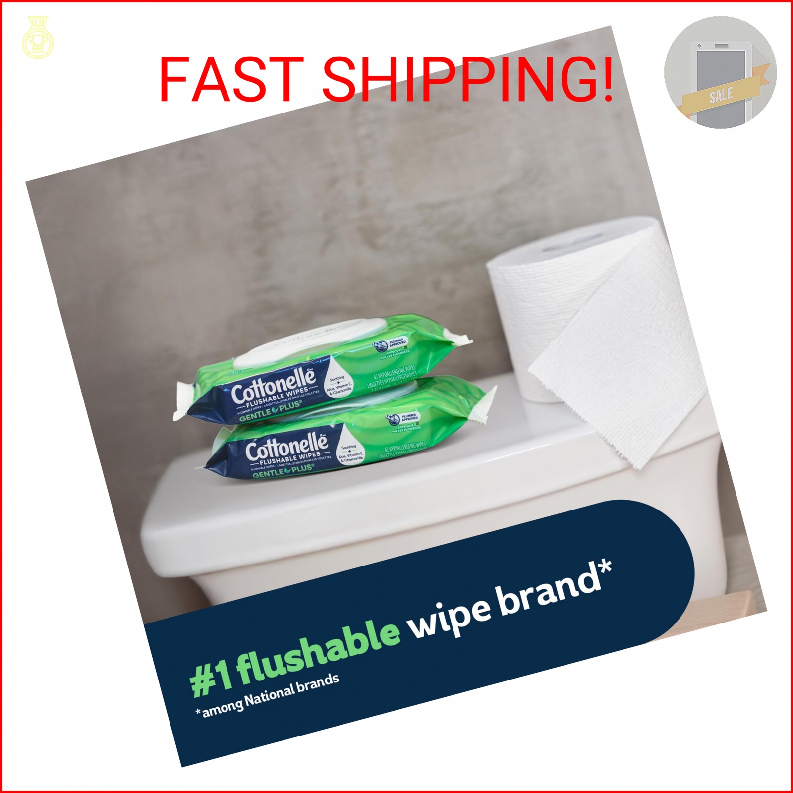 Cottonelle GentlePlus Flushable Wet Wipes with Aloe & Vitamin E, 4 Flip-Top Pack