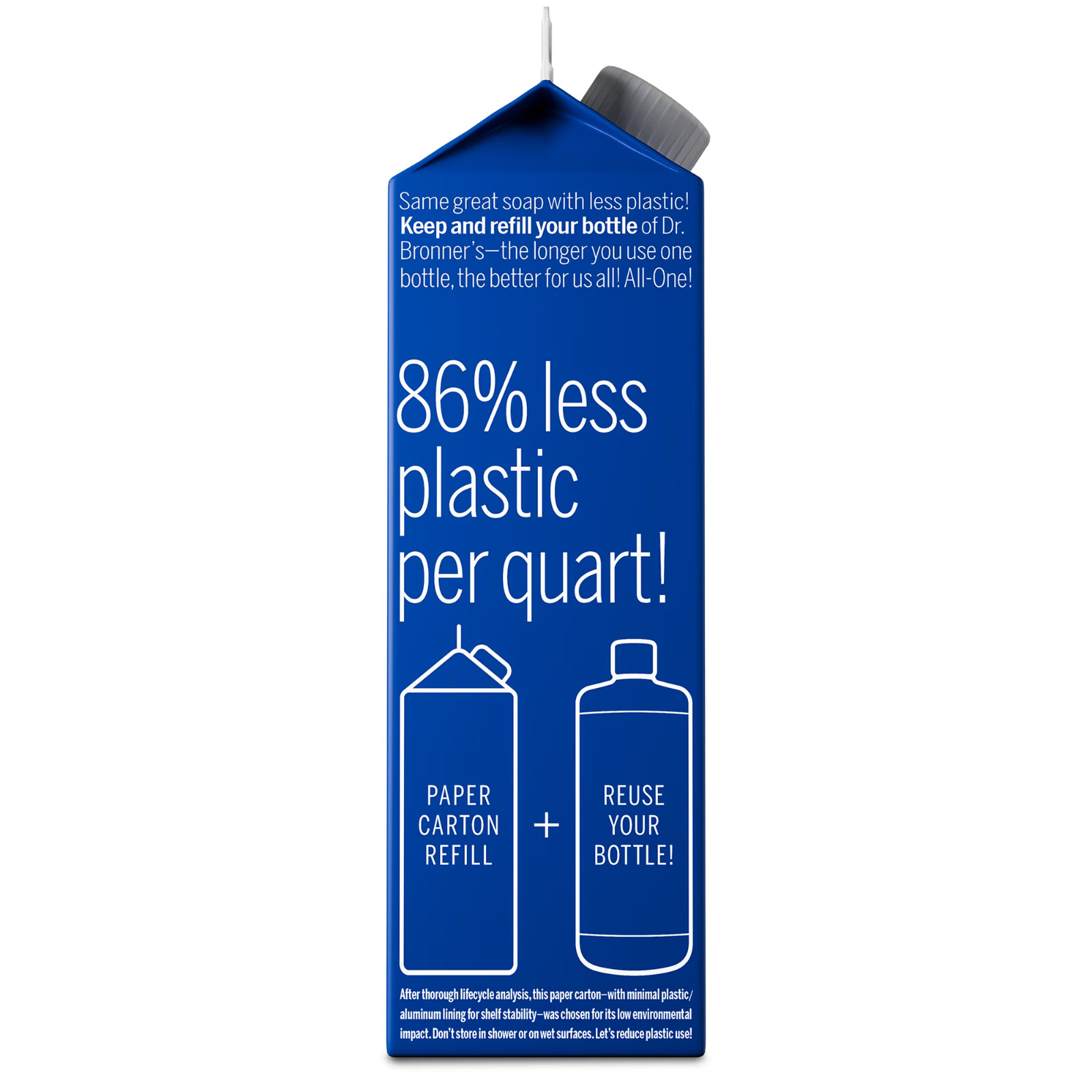 Dr. Bronner’s Peppermint Pure-Castile Liquid Soap, 32 oz, Refill Carton, 2 Pack