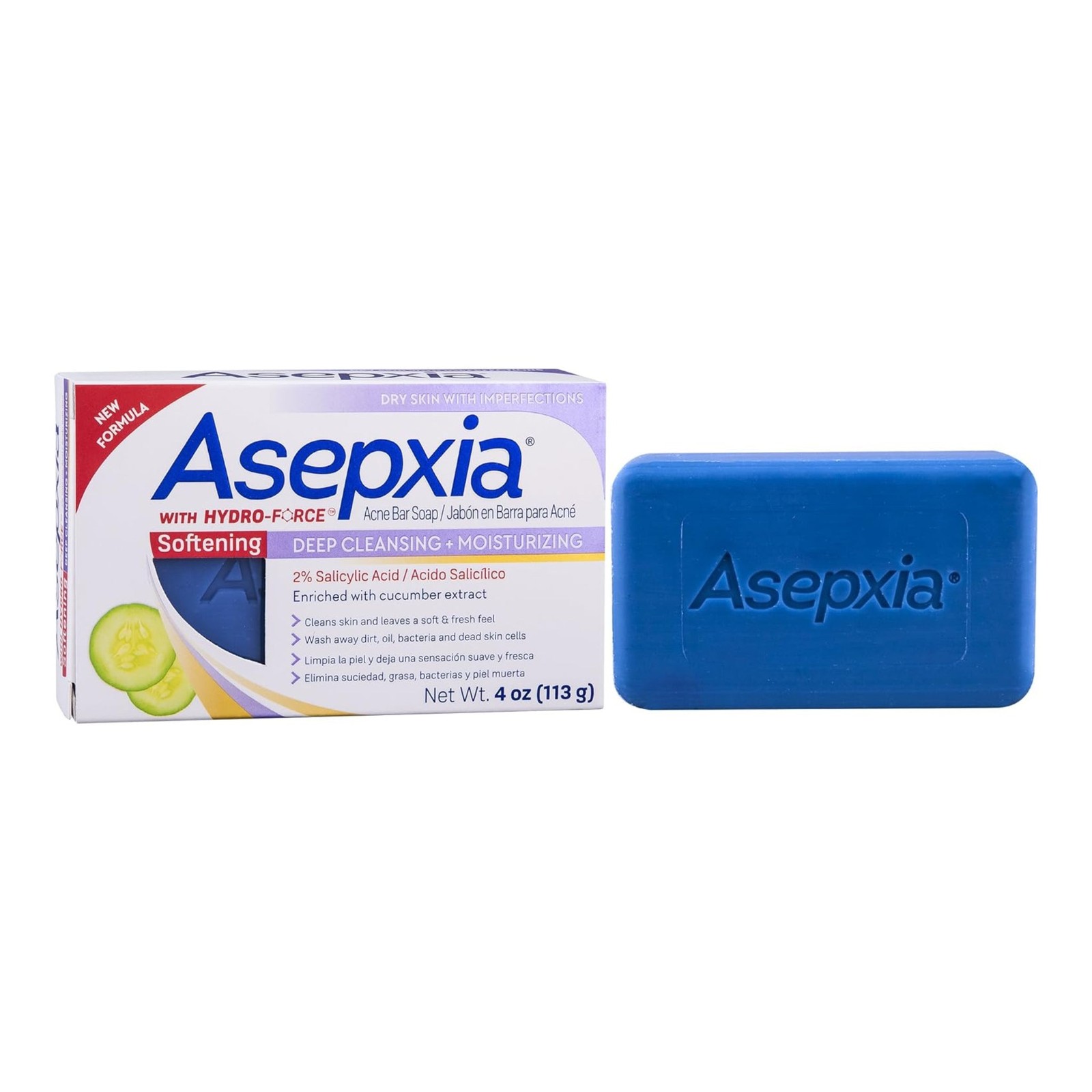 Asepxia Softening Acne Bar Soap Deep Cleaning + Moisturizing, 4oz. (Pack of 2)