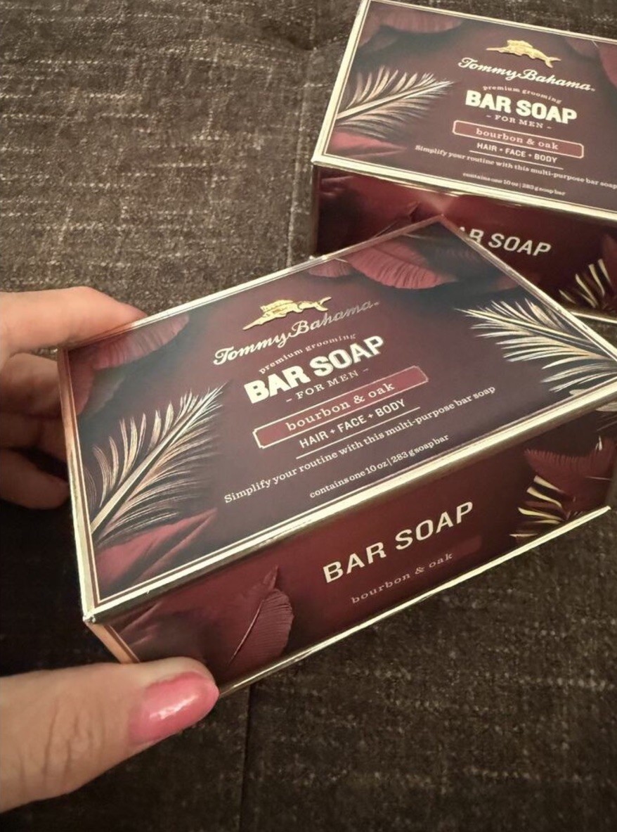 2 Tommy Bahama Bar Soaps For Men Bourbon & Oak New Sealed Hair, Face, Body Soap