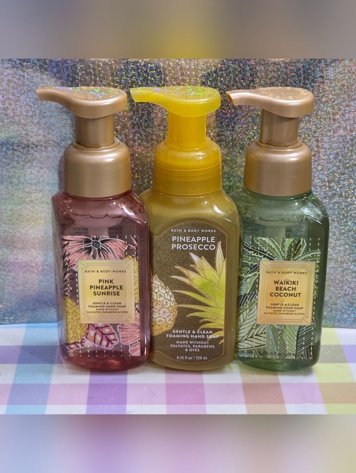 Bath Body Works Pineapple & Coconut Variety Tropical Foaming Hand Soap Set of 3
