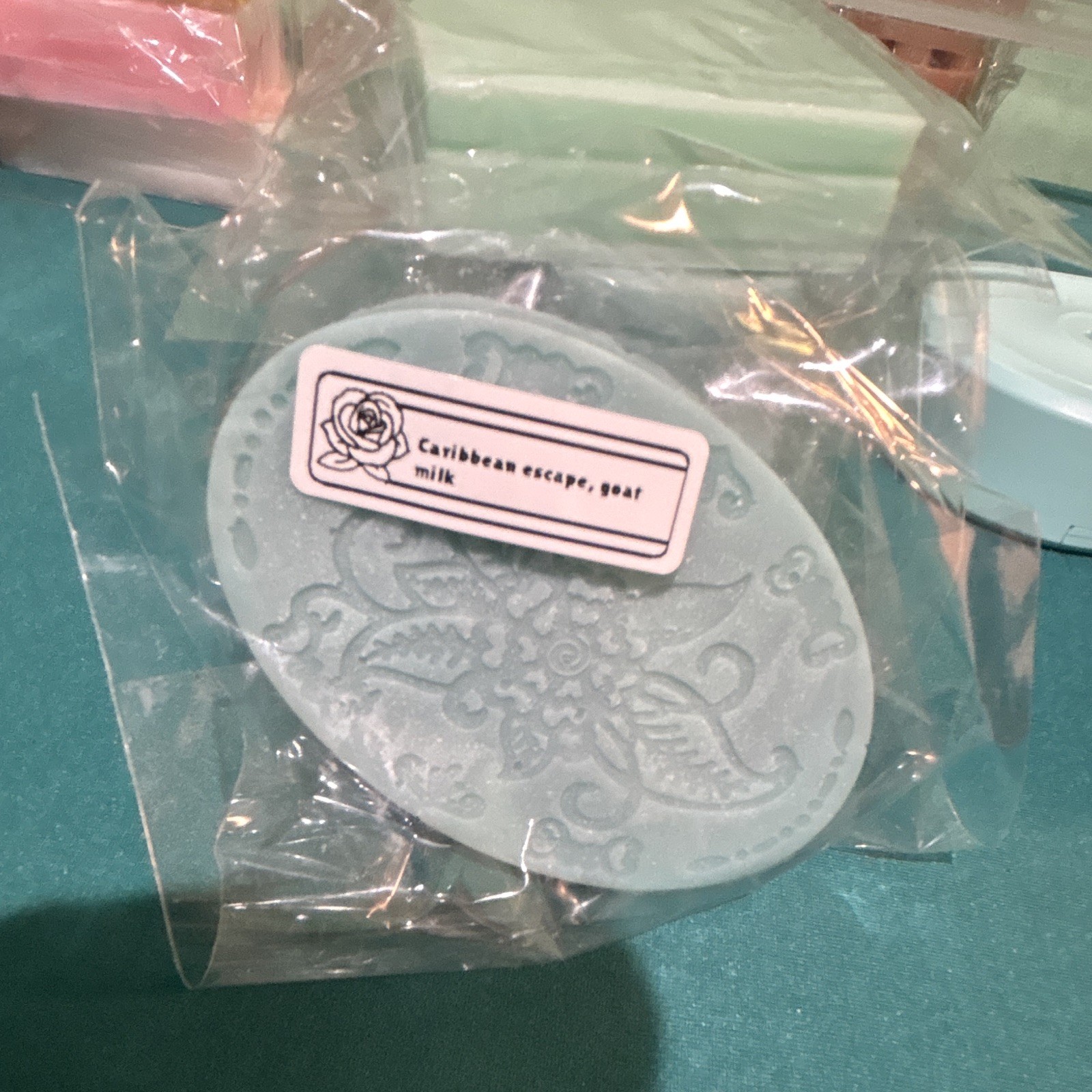 Caribbean Escape Goat Milk Body Bar Soap Blue Floral Rectangular Bar Unisex