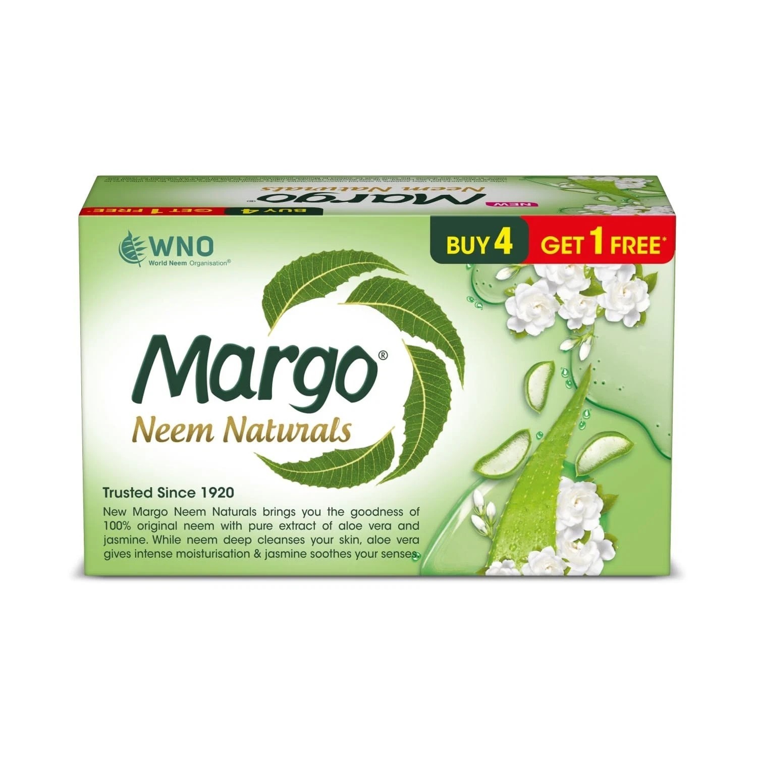 Margo Neem Naturals Soap for Soft Nourished Pack of 5x100g Each Pack for Unisex
