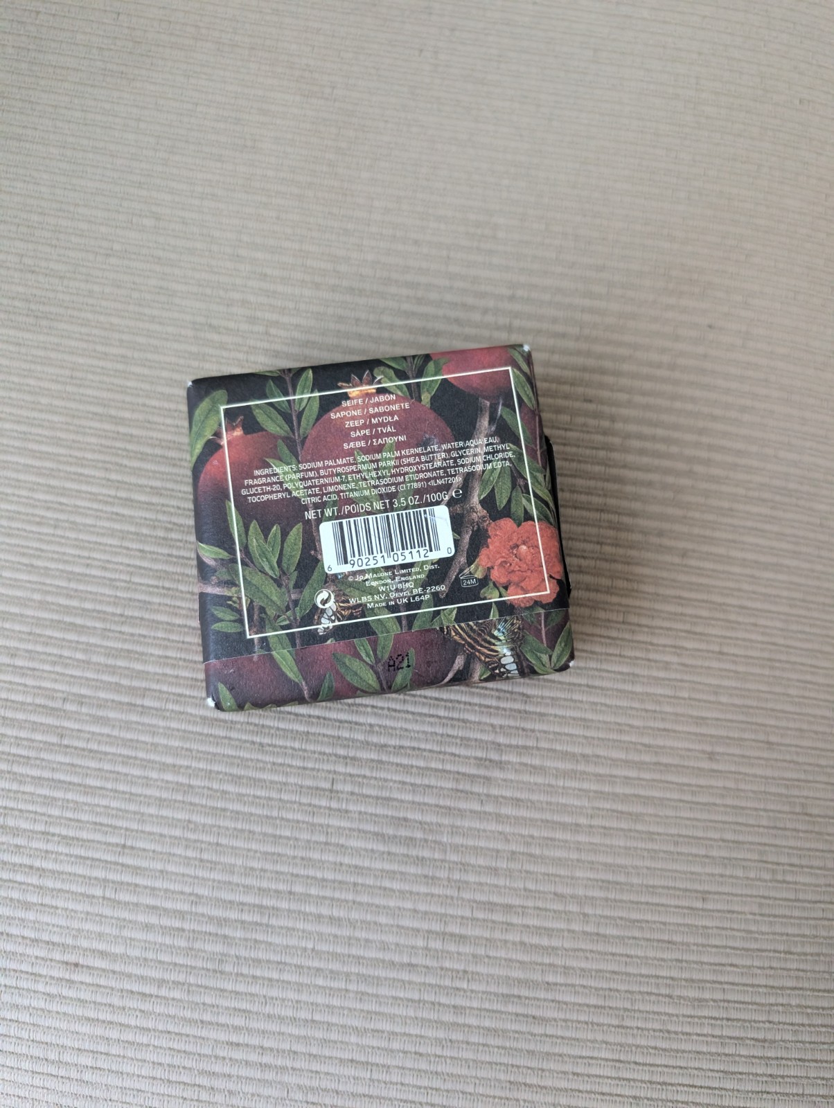 Jo Malone London Pomegranate Noir Soap 3.5 oz/100g Bar Soap Original Sealed New