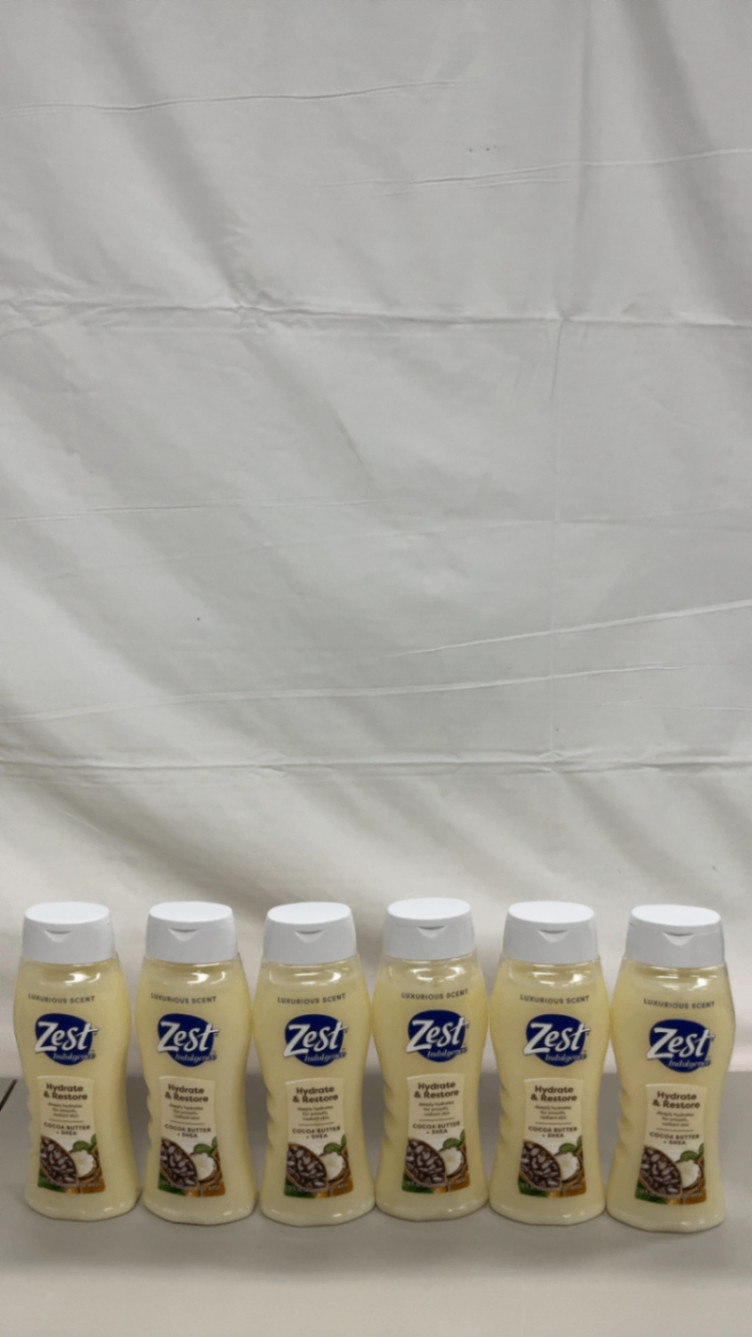 Zest Body Wash, Creamy Cocoa Butter and Shea, 18 Fl Oz, 6pk