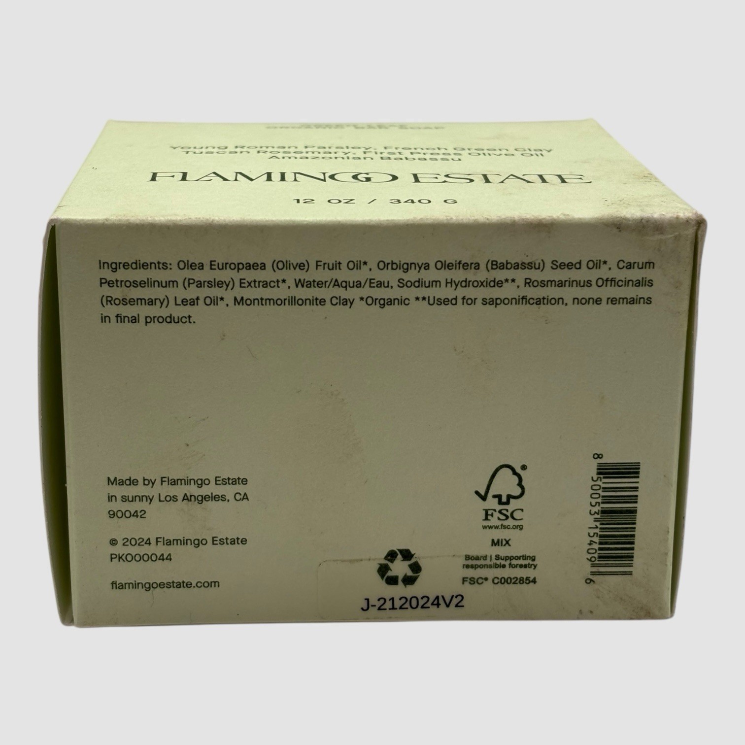 Flamingo Estate Green Leaf Organic Soap Brick with Verde Indio Green Marble Dish
