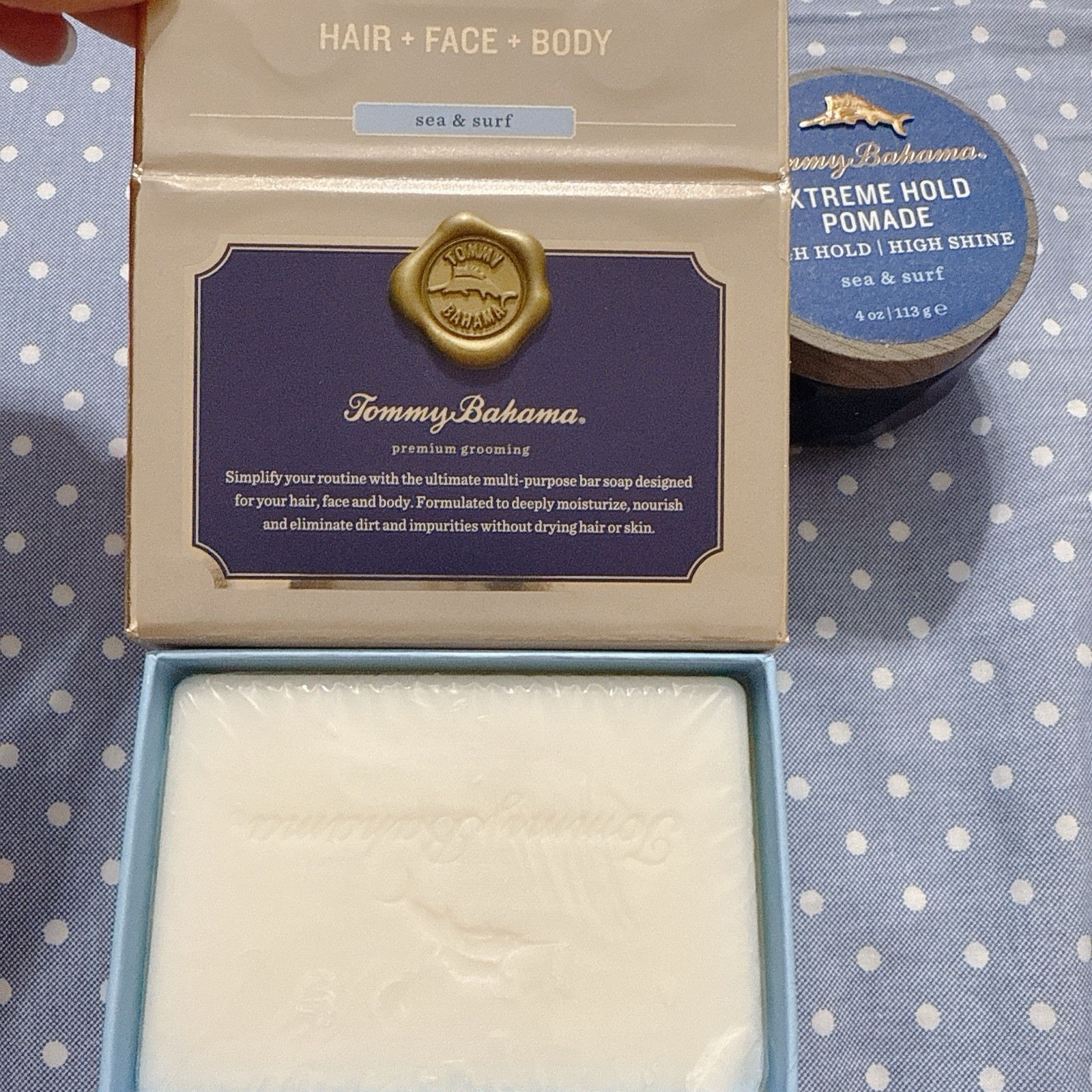 Tommy Bahama Set 2 Pcs For Men Bar Soap & Extreme High Hold Pomade – SEA & Surf