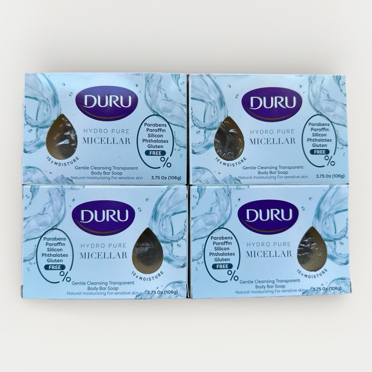 4x Duru Hydro Pure Micellar Body Bar Soap Transparent 3.75 oz Lot Exp: 07/2028