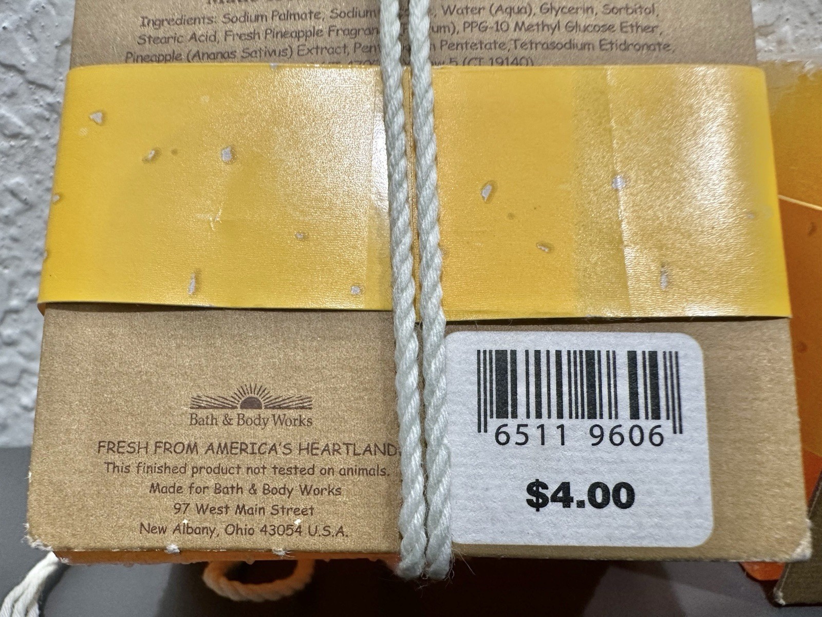 Vintage Lot Of 4 Bath And Body Works Bar Soaps 6.3 Oz Fresh Pineapple + Read Des