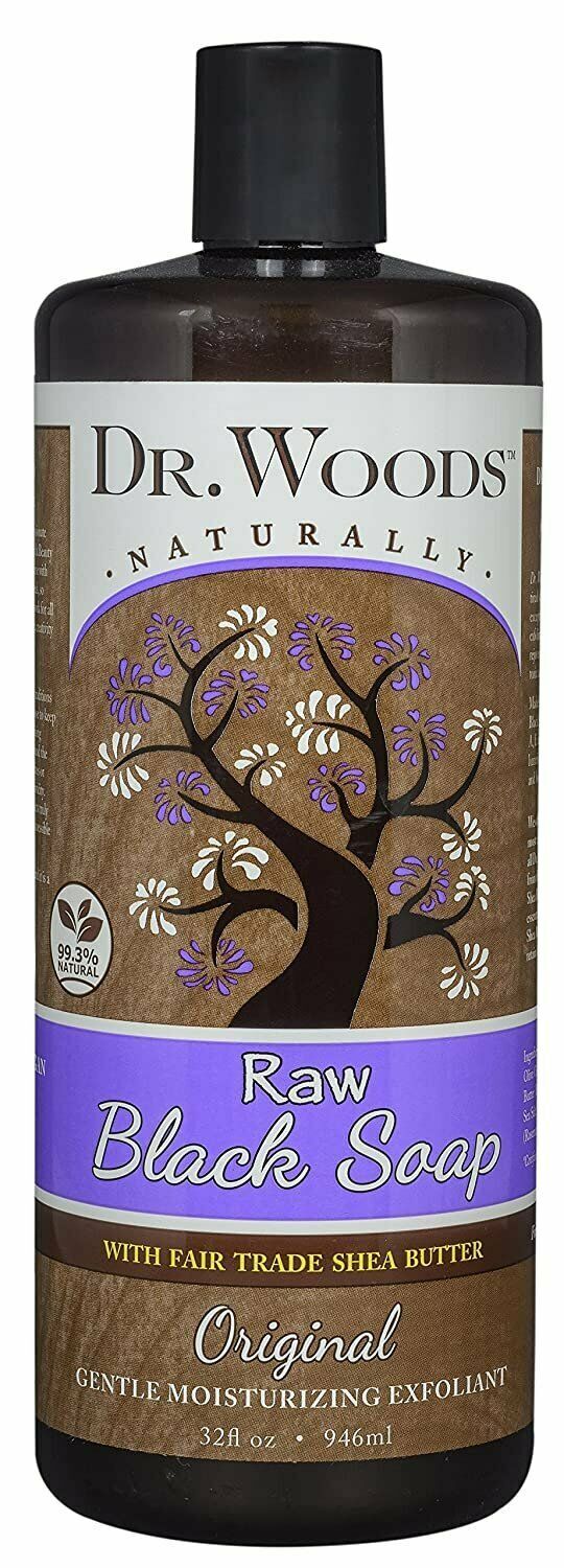 Dr. Woods Raw Black Liquid Soap with Fair Trade Shea Butter 32 Fl Oz Pack of 3