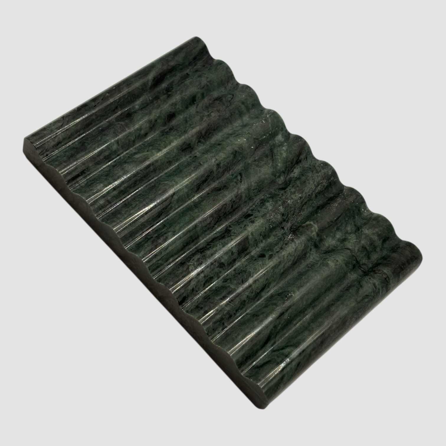Flamingo Estate Green Leaf Organic Soap Brick with Verde Indio Green Marble Dish