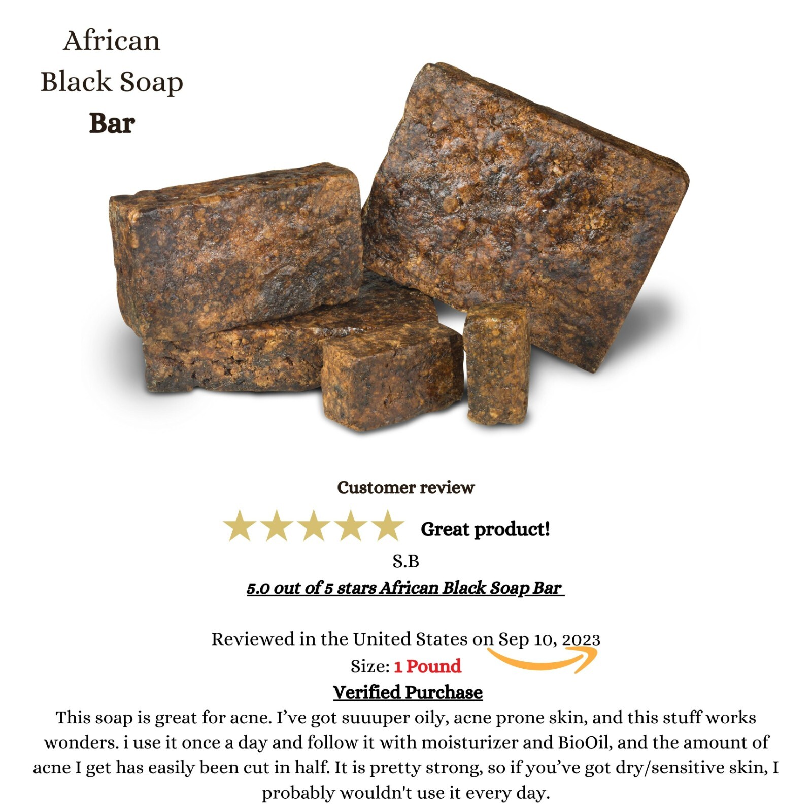 Raw African Black Soap 5 lb. Organic Unrefined Top Quality Natural Wholesale