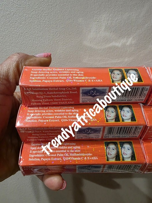 6 Soap:. ASANTEE Papaya & Honey Soap. Thai Herbal Lightening Soap 125g X 6