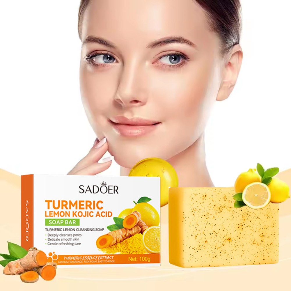 Lemon Turmeric Kojic Acid Soap Bar, Turmeric Face and Body Soap, Deep Clean 100g