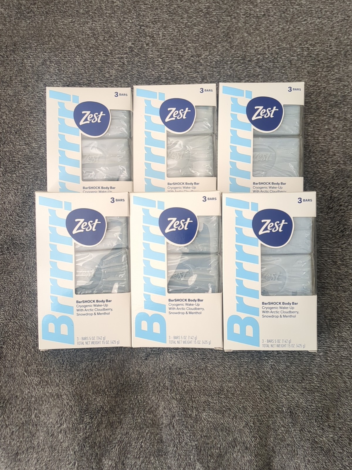 (6) Zest®️ Brrrrr! Bar SHOCK Body Bars with Arctic Cloudberry, Snowdrop &Menthol