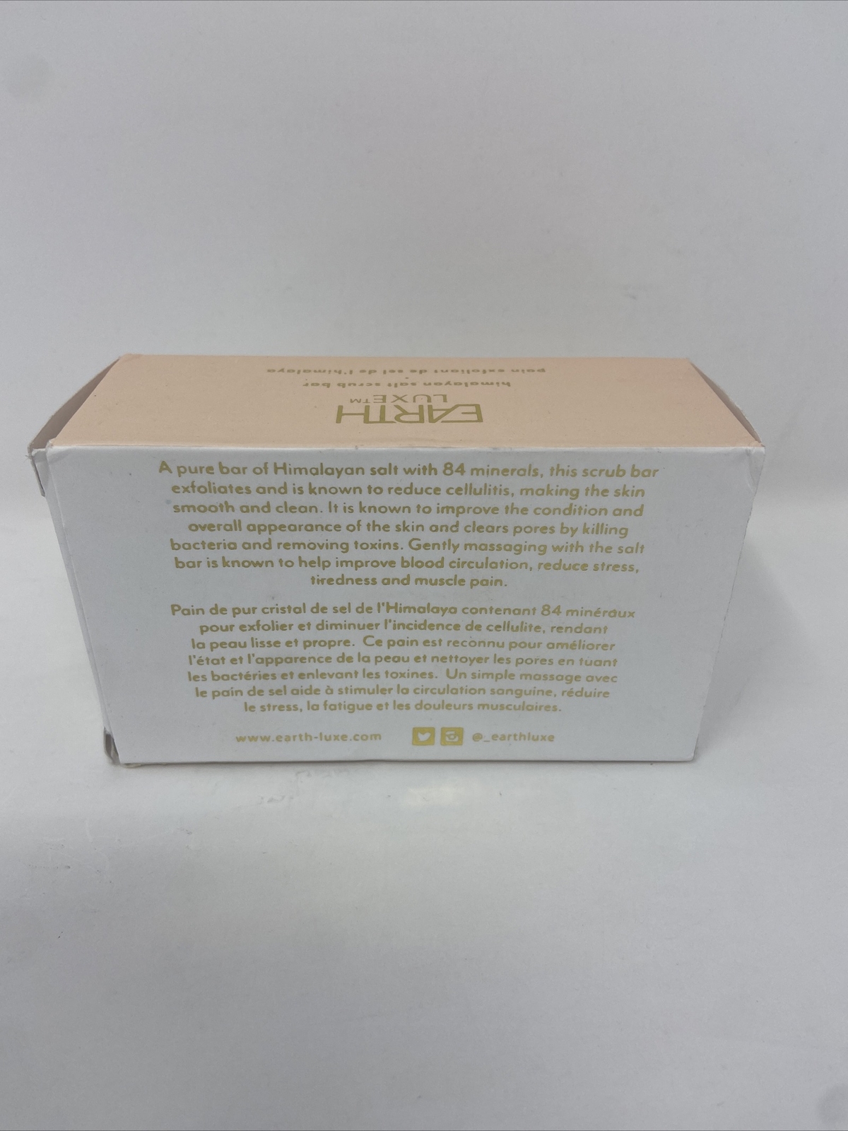 Earth Luxe Himalayan Salt Scrub Bar 84 Minerals Exfoliate & Reduce Cellulitis