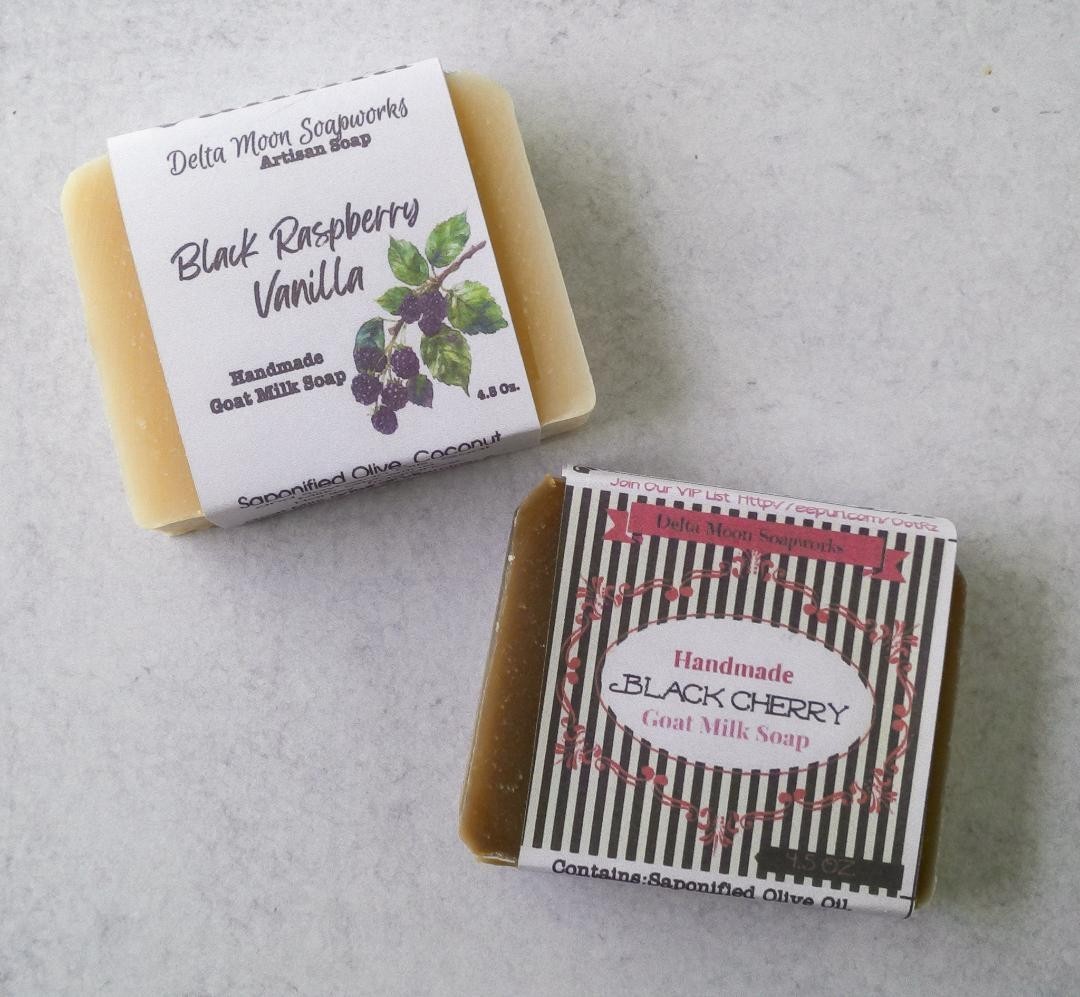 Handmade Black Cherry and Black Raspberry Vanilla Goat Milk Soaps, Ships Fast