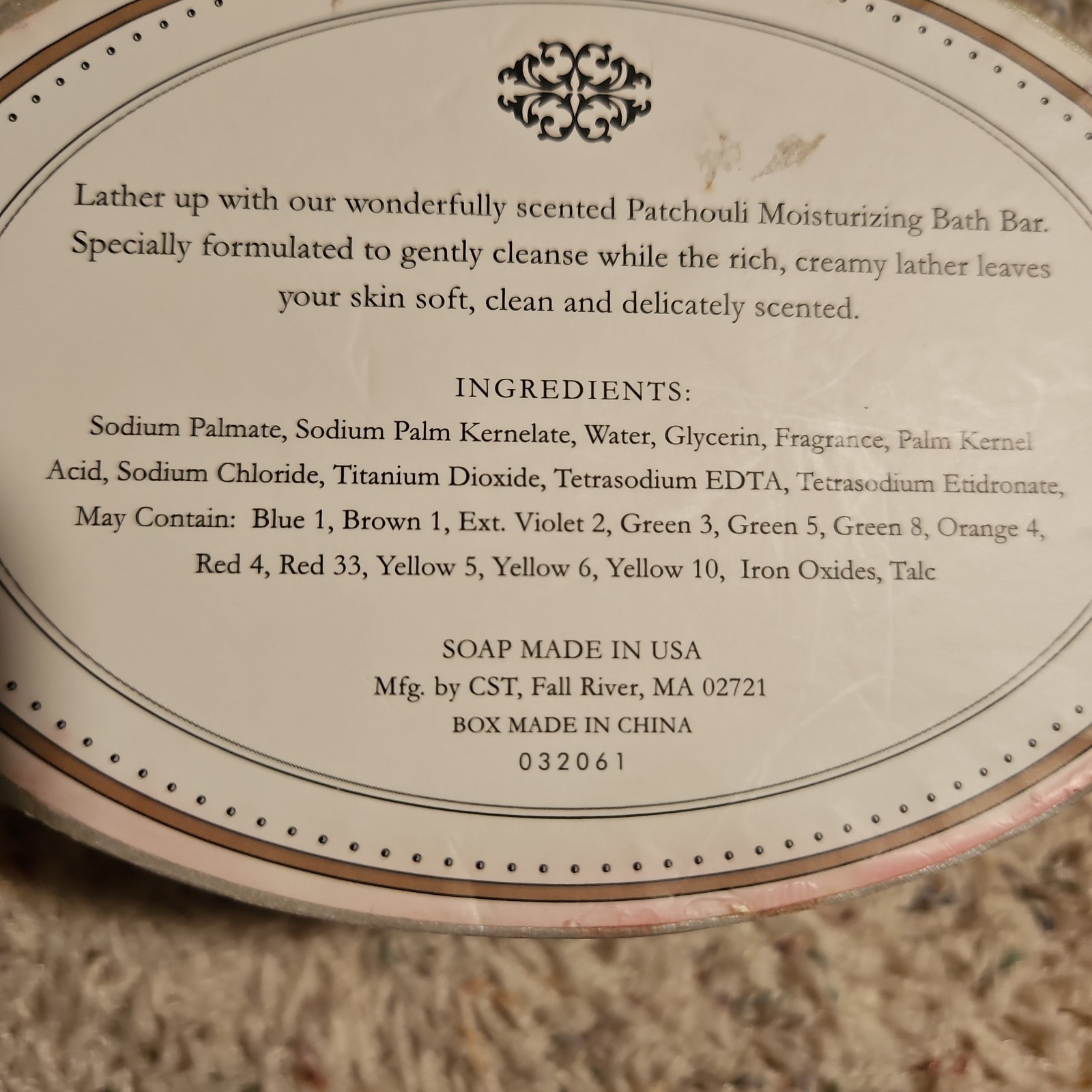 Moisturizing Bath Bar “Parchouli” Triple Milled Bath Soup 12oz