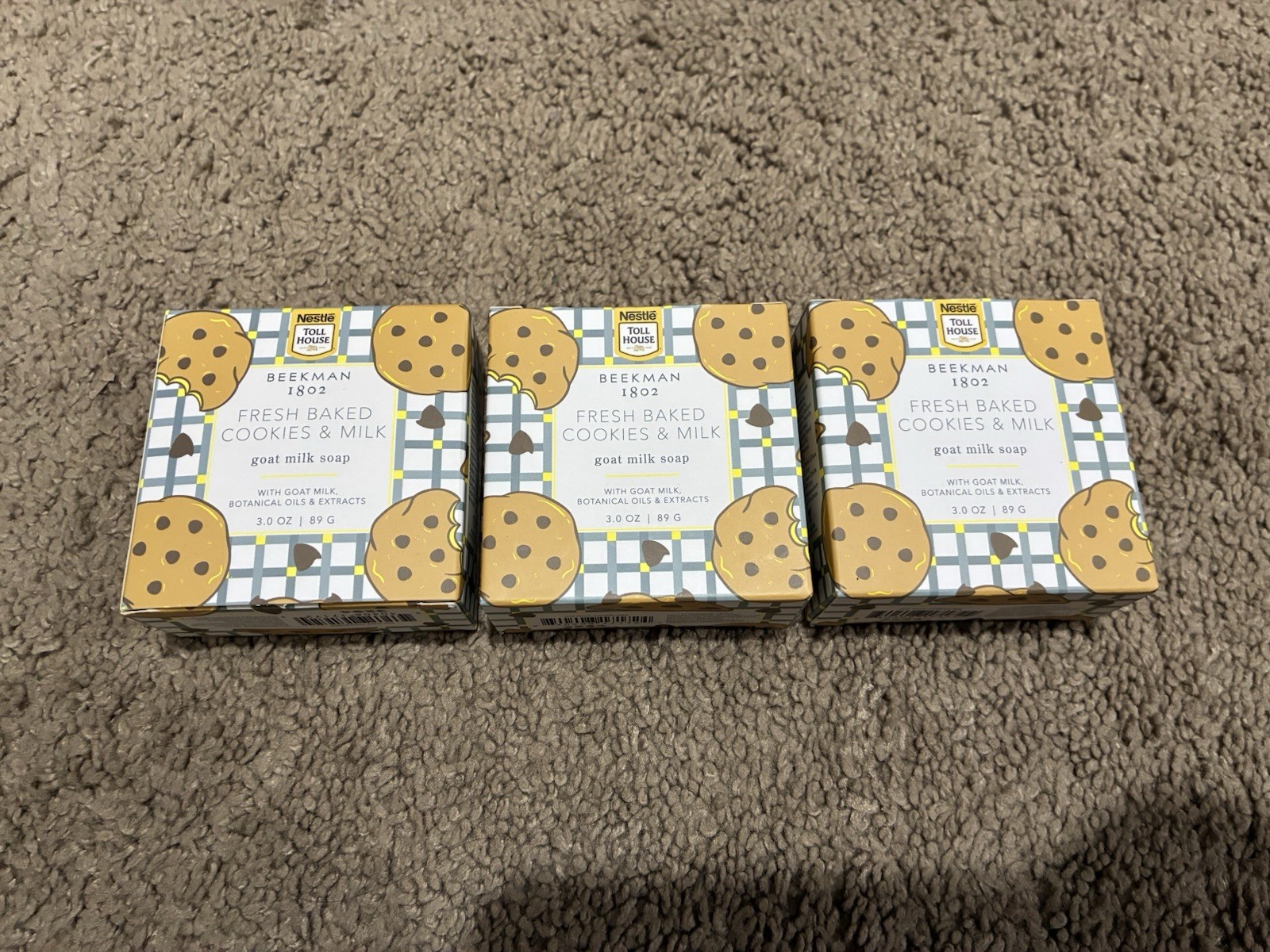 Beekman 1802 Goat Milk Soap Bar Toll House Fresh Baked Cookies & Milk 3.0 Oz X 3