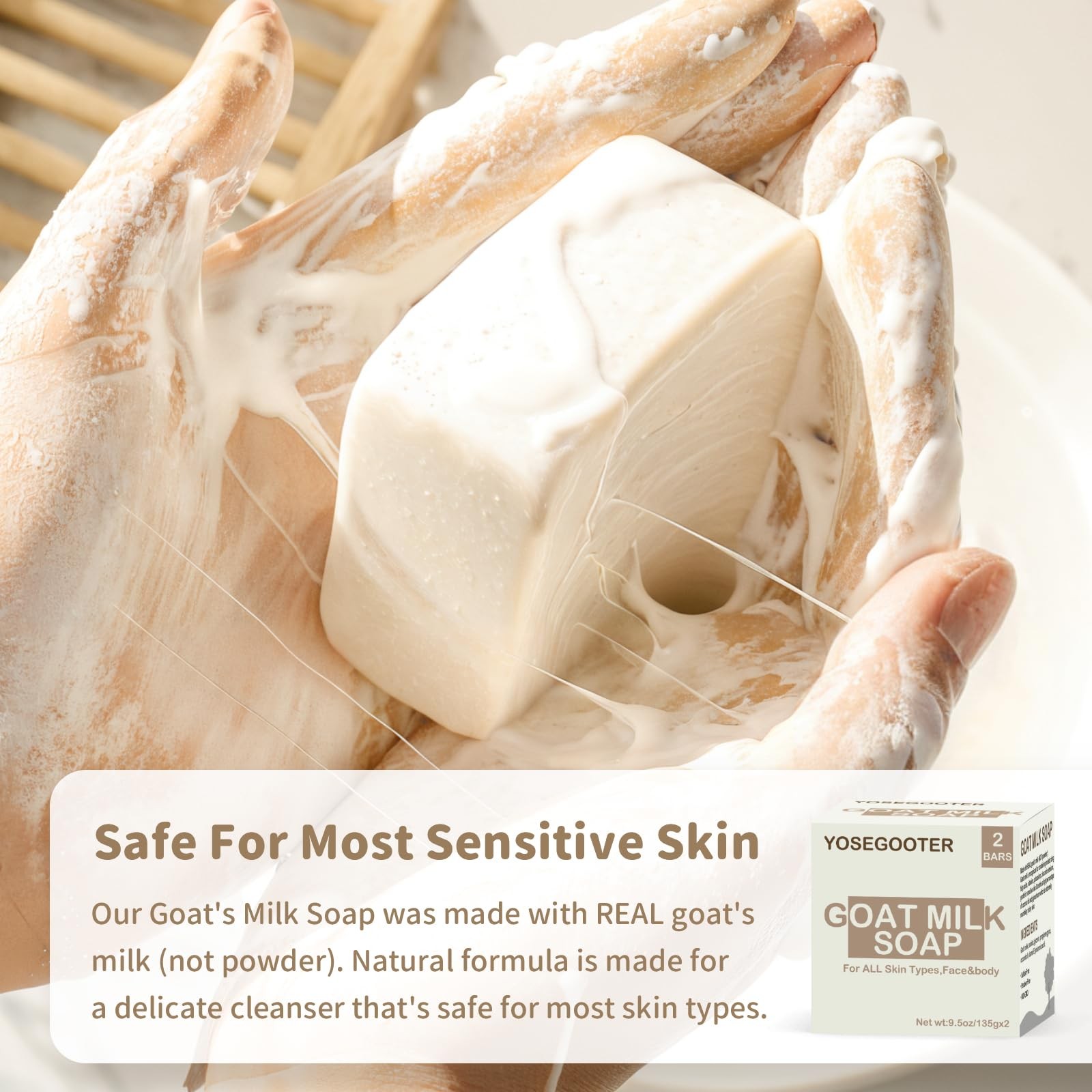 Goats Milk Bar Soap, Natural &Body Bath Moisturizing Soap Bar, Gentle on Sens…