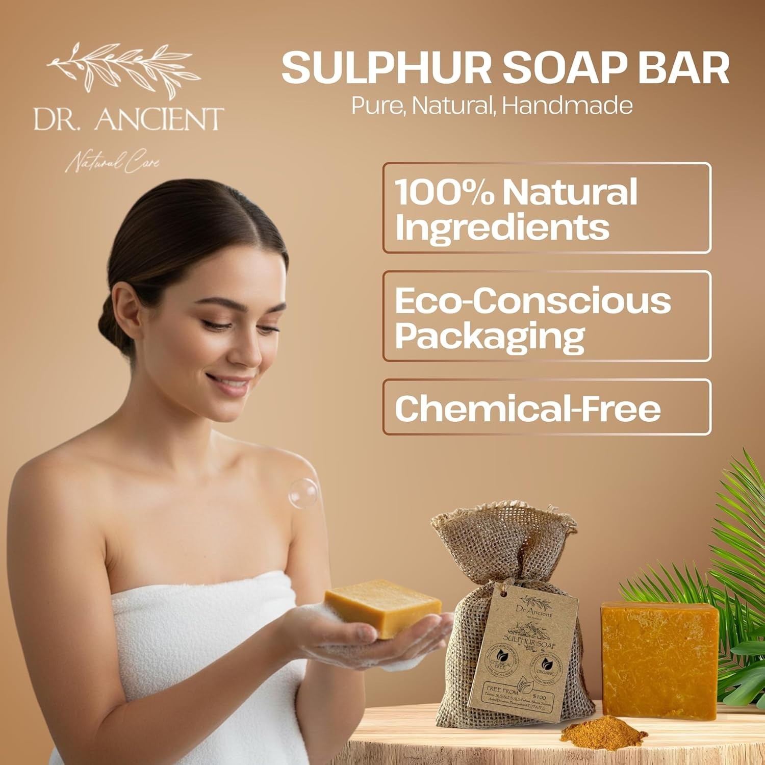 Chemical-Free Organic Sulfur Soap Bar – Perfect for Oily Skin & Acne Treatment