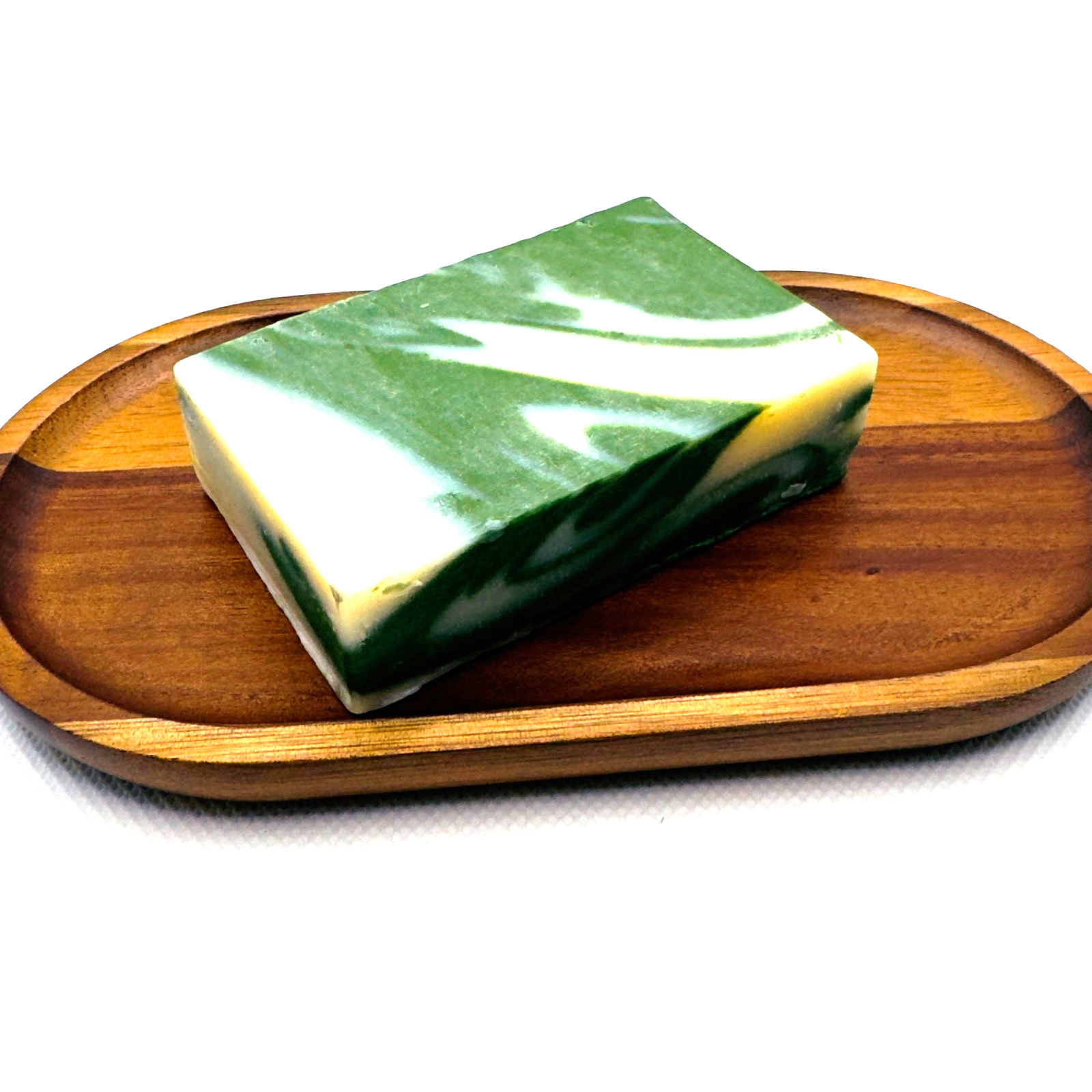 Handmade natural Soap Bar 4.8oz Green Swirl Charcoal Forest Veil Cascade scent