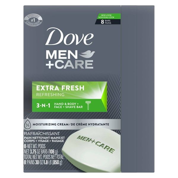 Dove Men+Care Extra Fresh Body and Face Bar Soap – 8pk – 3.75oz each