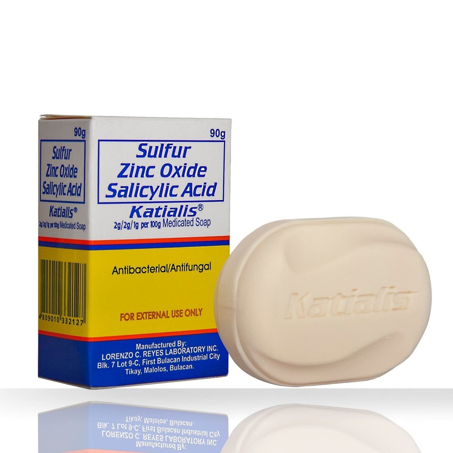 KATIALIS SOAP Sulfur Zinc Oxide Salicylic Acid 3.2 Ounce (Pack of 1), White
