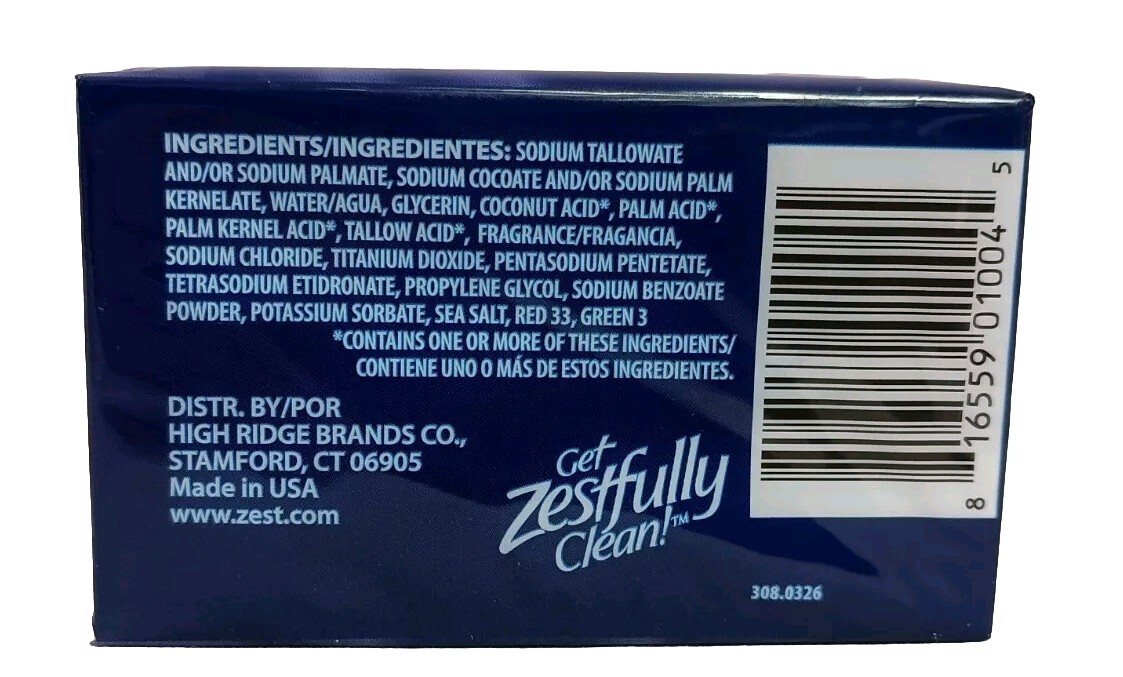6 Bars Zest Ocean Breeze Soap 4 Oz. Each