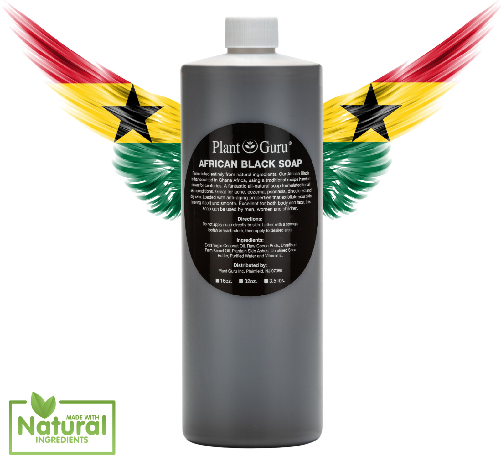 16 oz. SCENTED African Black Soap Liquid Raw 100% Pure Organic Body Face Wash