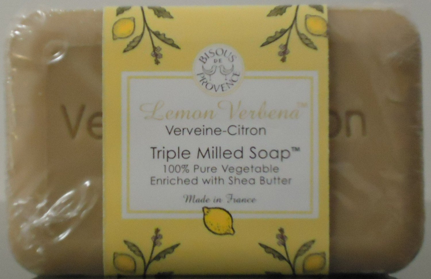 Set of 3 Bisous De Provence Lemon Verbena Triple Milled Soap – with Shea Butter