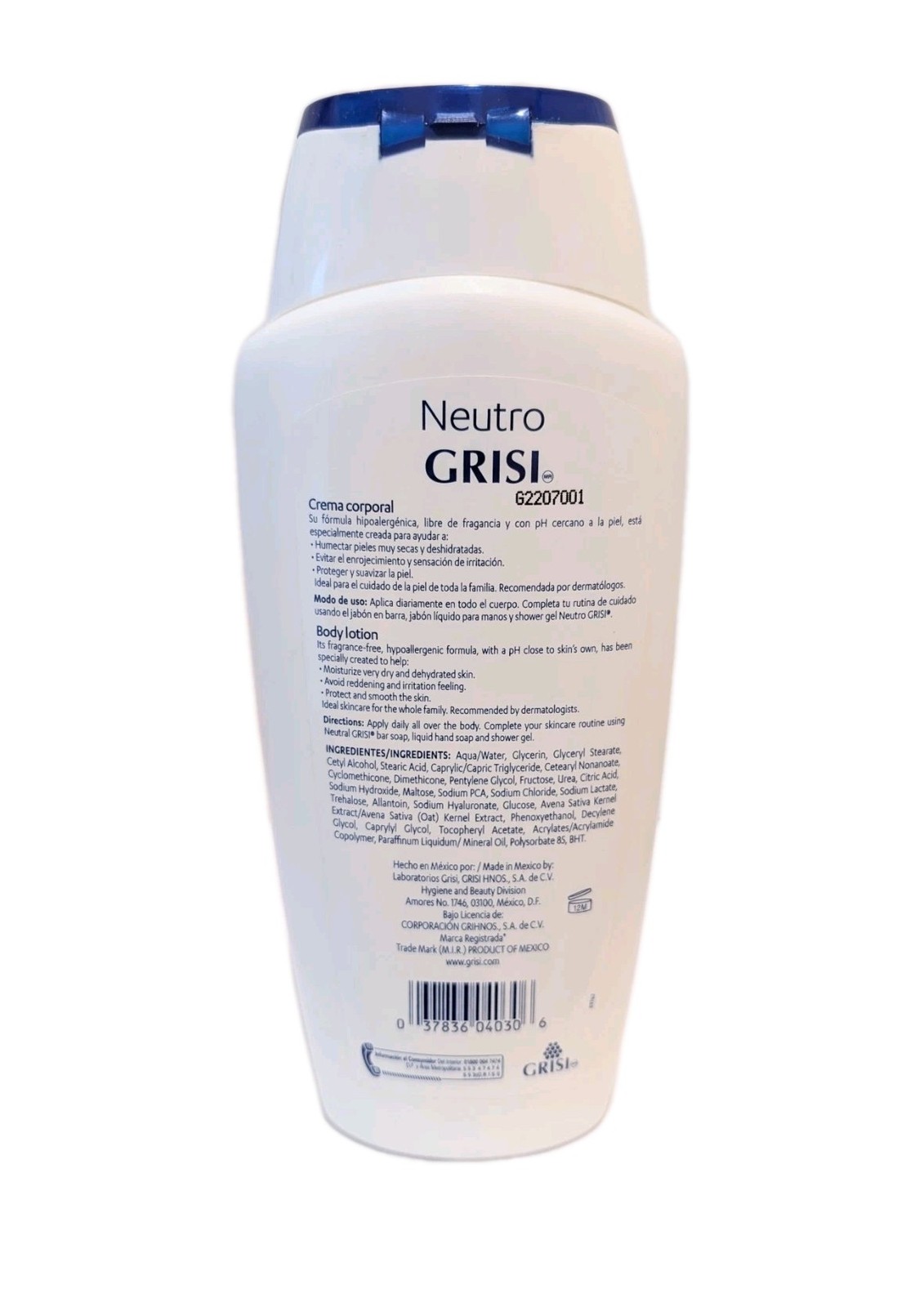 Grisi Neutral Body lotion 13.5 fl oz, 400ml