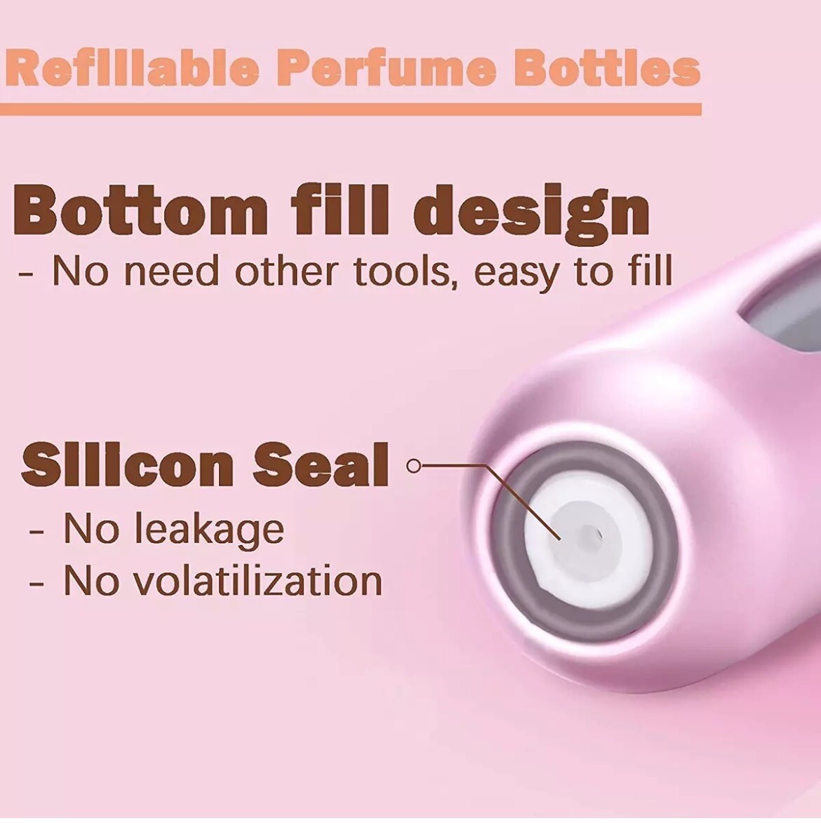 6PCS Mini Refillable Travel Portable Perfume Atomizer Bottle Spray Pump Case