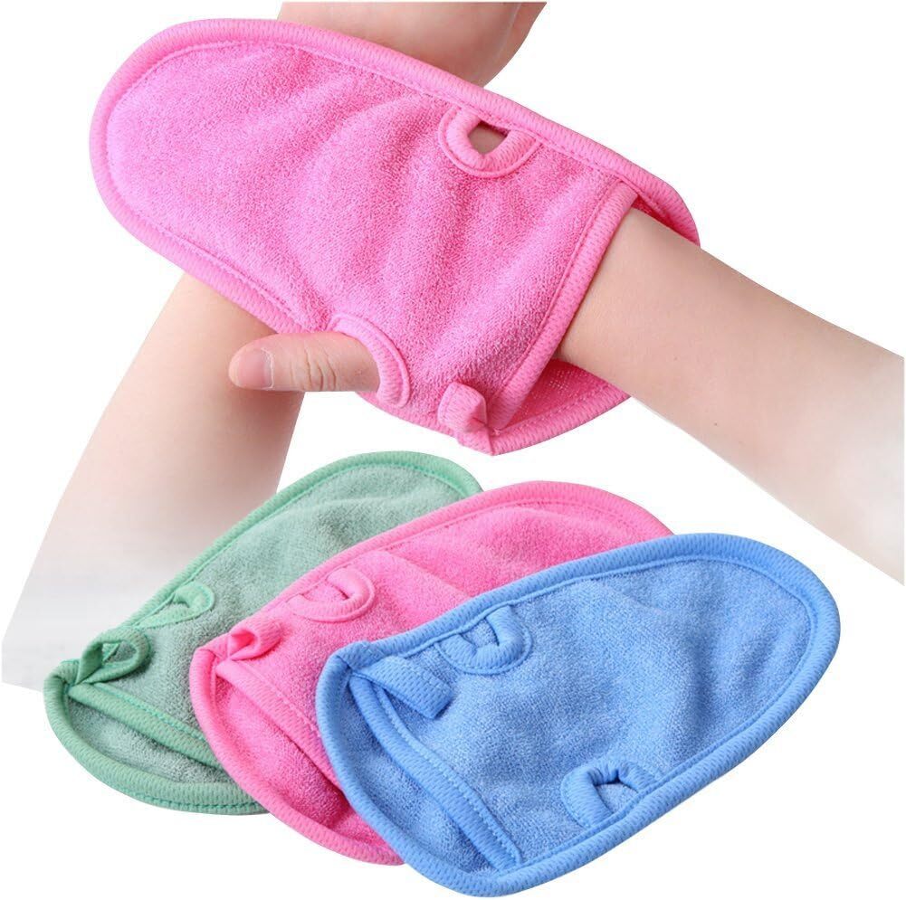 3PCS Adult Bathing Gloves Mitts Shower Bathroom Skin Face Body Color Random
