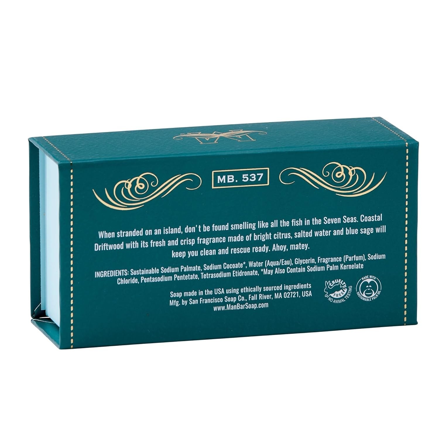 Coastal Driftwood Organic Men’s Bar Soap – Citrus & Sage, 10 oz – Cruelty-Free