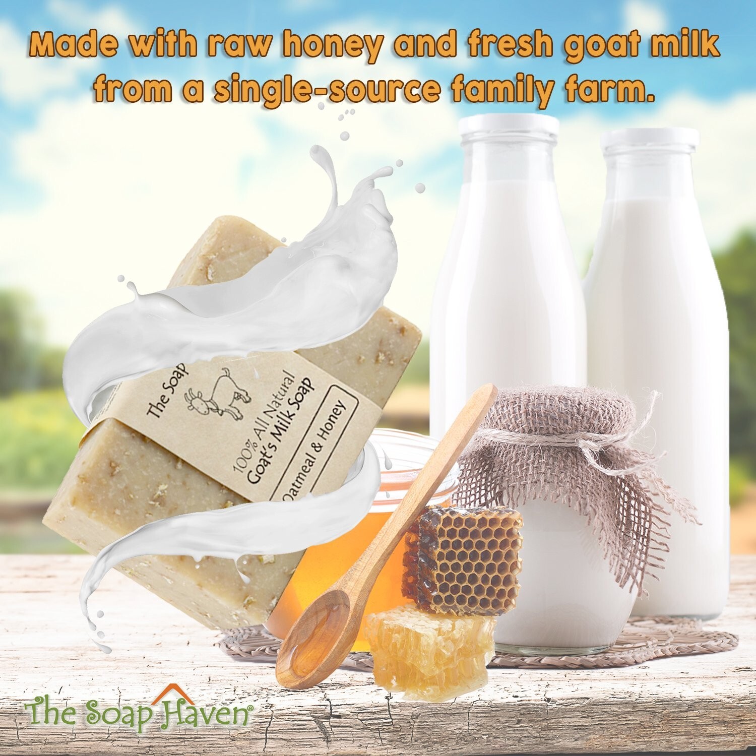 Oatmeal Soap – Pack of 4 Oatmeal & Honey, Goat Milk Soap Bars. All Natural, Unsc