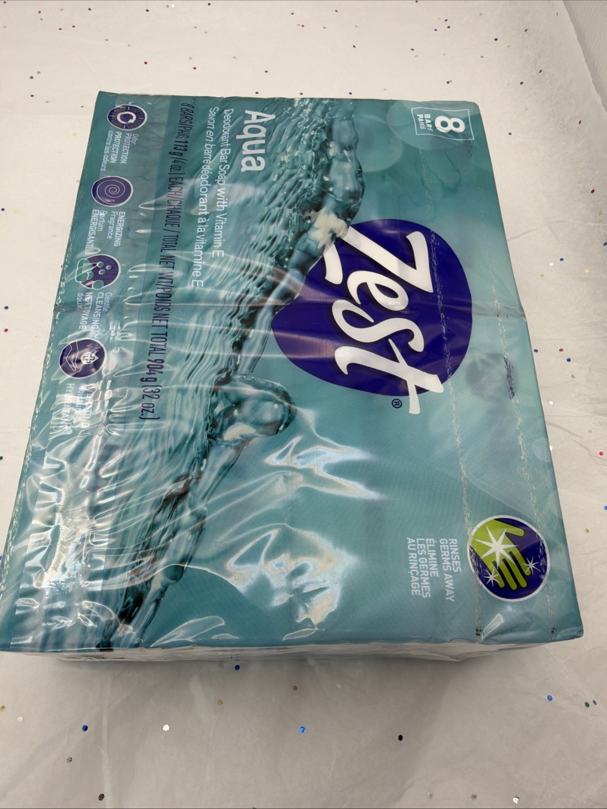 Zest 8 Pack Bath Soap Bars Aqua Fresh Deodorant Bar Soap New Sealed Bulk Lot