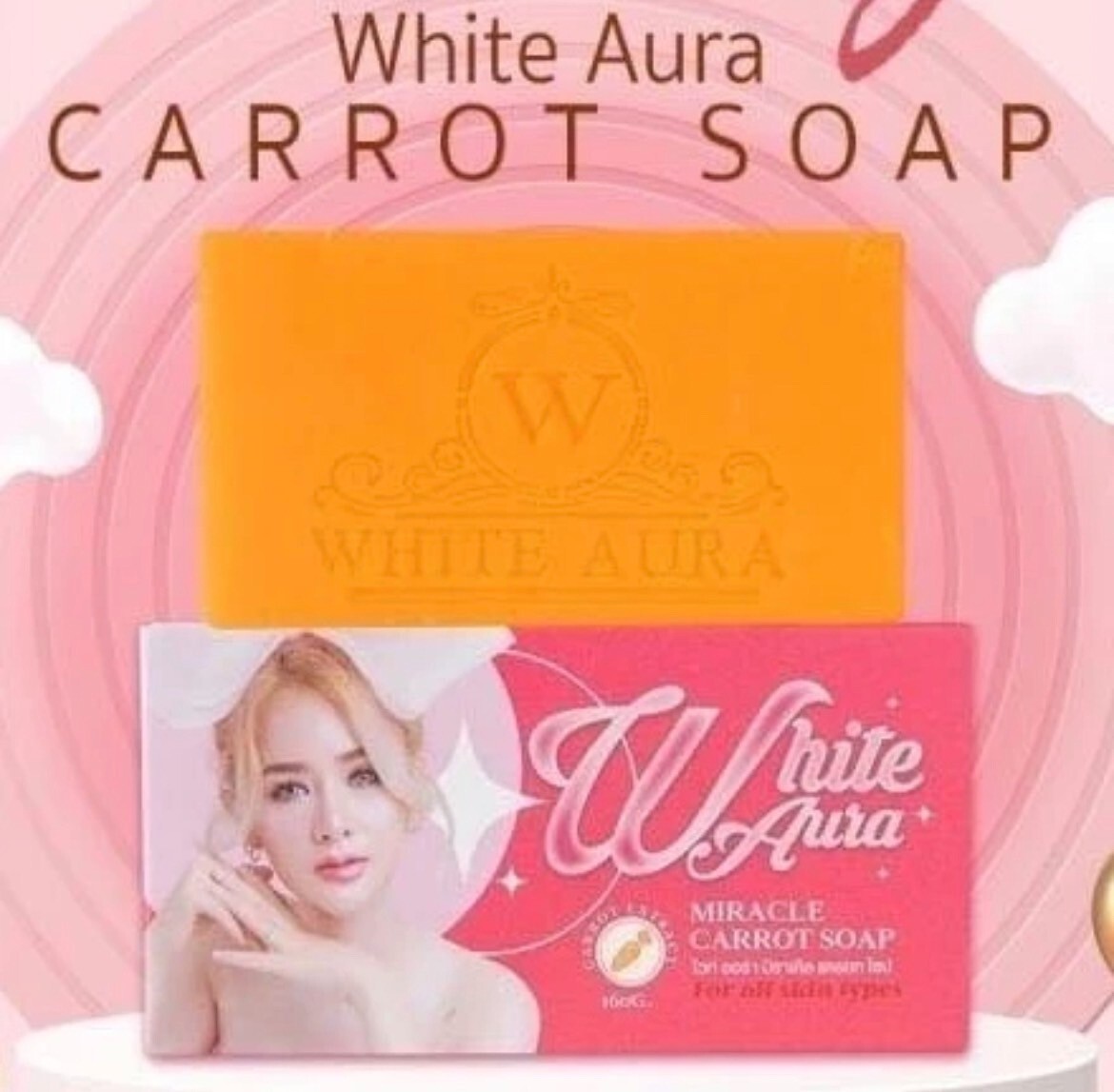 Aura Miracle Carrot Soap Revealing Radiant Skin Dark Spots Skin White Clear 160g
