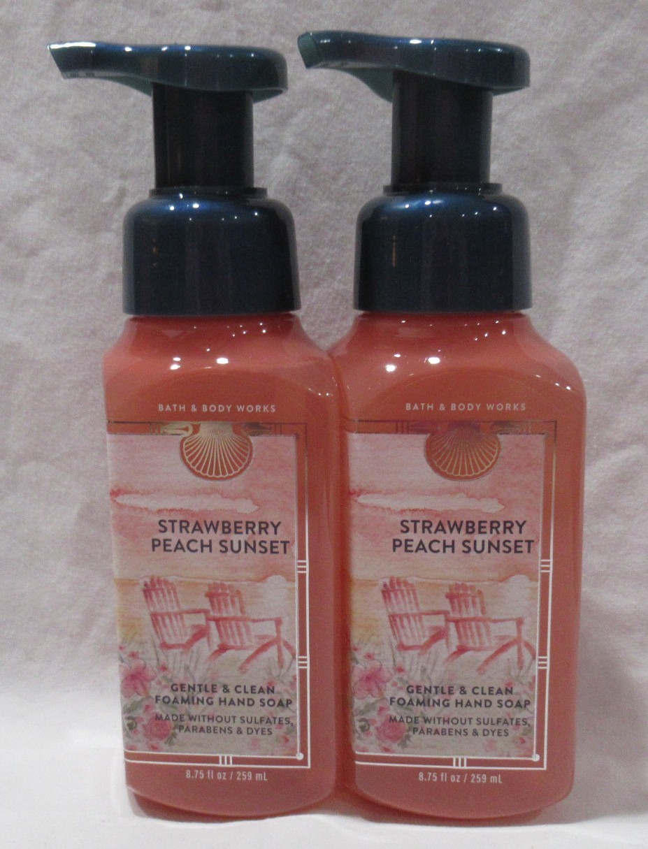 Bath & Body Works Gentle & Clean Foaming Hand Soap Set 2 STRAWBERRY PEACH SUNSET