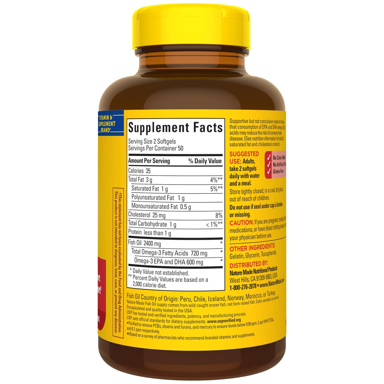 Fish Oil 1200mg, 100 Softgels, Omega 100 Count (Pack of 1), No Color