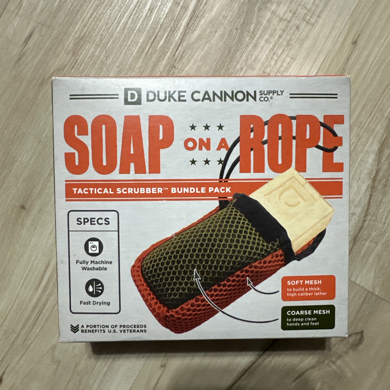Duke Cannon Soap On a Rope Tactical Scrubber Pouch + Oak Barrel Bourbon Soap