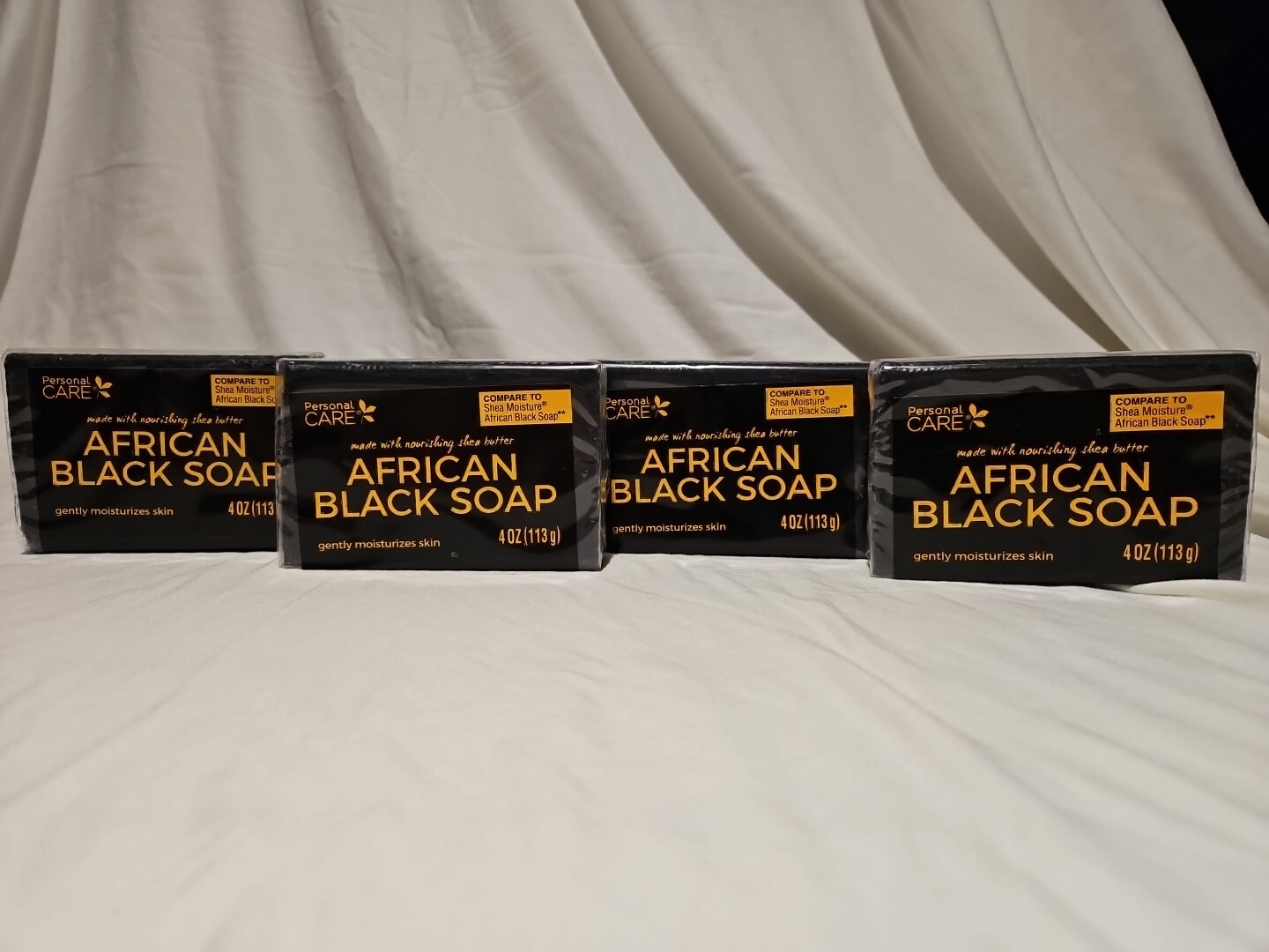 Personal Care African Black Soap With Shea Butter 4oz Bar 4 pack