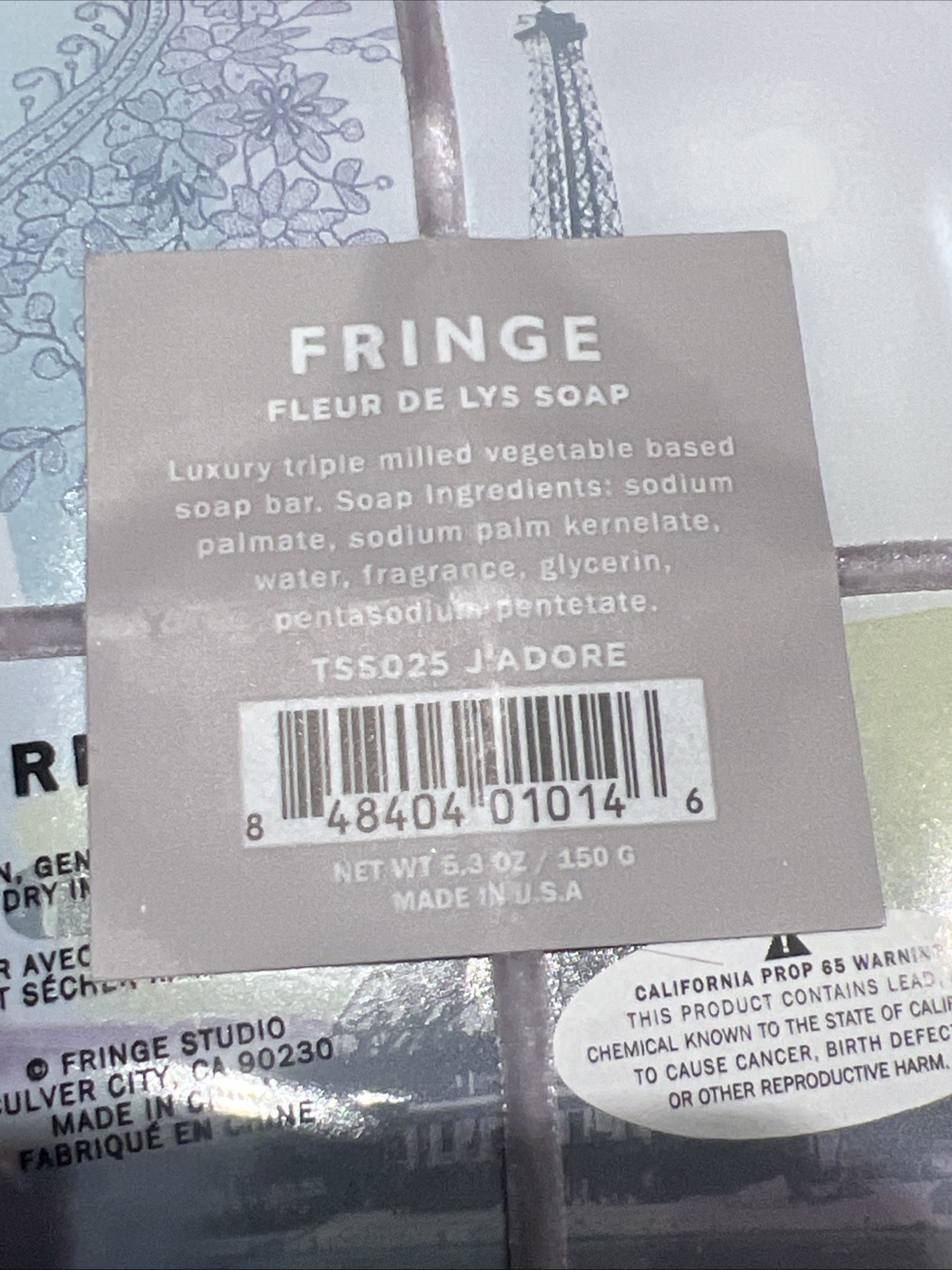 Fringe Beauty Soap And Tray J’ADORE 5.3 OZ – 150g With Box