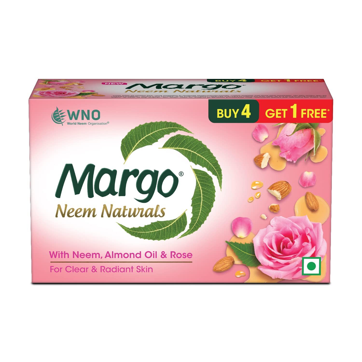 Margo Neem Naturals Soap | Enriched With Almond Oil & Rose | Soap for Clear & Ra